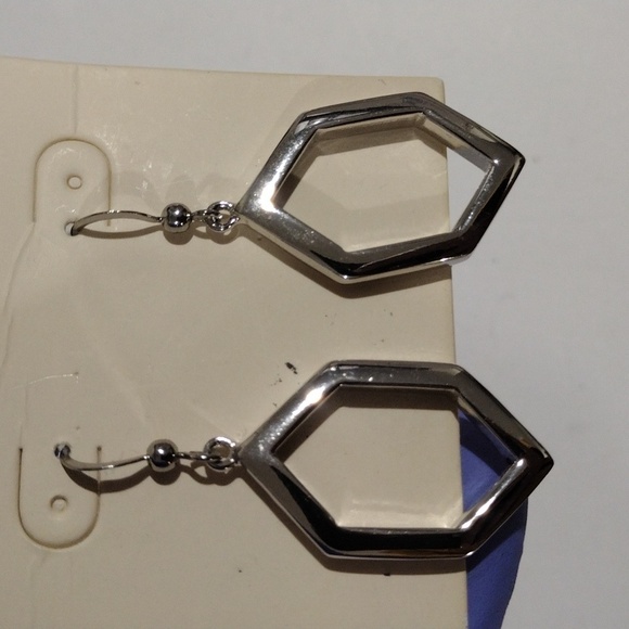 Elegant Silver tone Hexagon Shaped Drop Dangle Earrings, Women's Fashion Jewelry - Picture 6 of 8